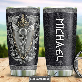 Personalized Viking Skull Sword Shield Stainless Steel Tumbler 20Oz - Thegiftio UK
