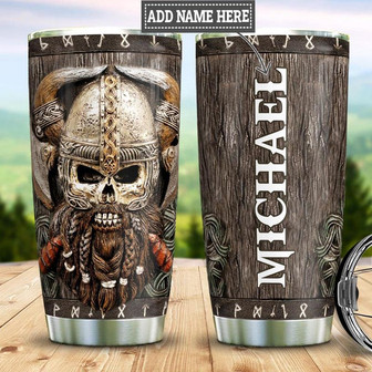 Personalized Viking Warrior Woody Style Stainless Steel Tumbler 20Oz - Thegiftio UK