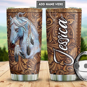 Personalized White Horse Stainless Steel Tumbler 20Oz - Thegiftio UK