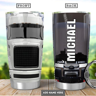 Personalized White Truck Stainless Steel Tumbler 20Oz - Thegiftio