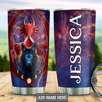 Personalized Wolf Dragon Stainless Steel Tumbler 20Oz - Thegiftio UK