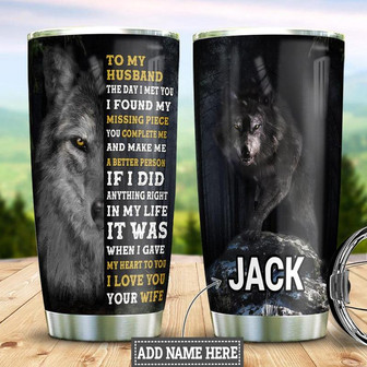 Personalized Wolf To My Husband Stainless Steel Tumbler 20Oz - Thegiftio UK