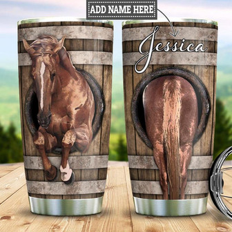 Personalized Wood Horse Stainless Steel Tumbler 20Oz - Thegiftio UK