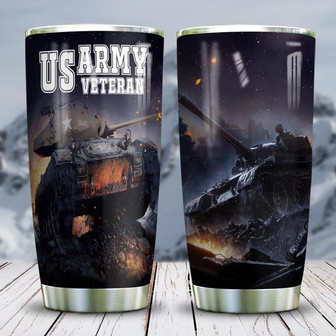 Picture Us Army Veteran Stainless Steel Tumbler 20Oz - Thegiftio