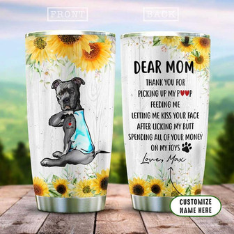 Pitbull Mom Personalized Stainless Steel Tumbler 20Oz - Thegiftio UK