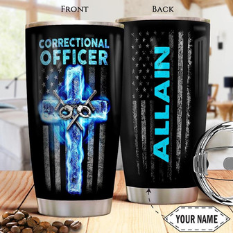 Police Flag Personalized Stainless Steel Tumbler 20Oz - Thegiftio UK