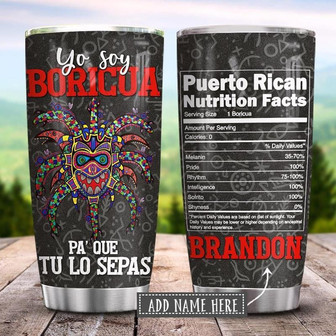 Puerto Rican Boricua Vejigante Nutrition Facts Personalized Stainless Steel Tumbler 20Oz - Thegiftio UK