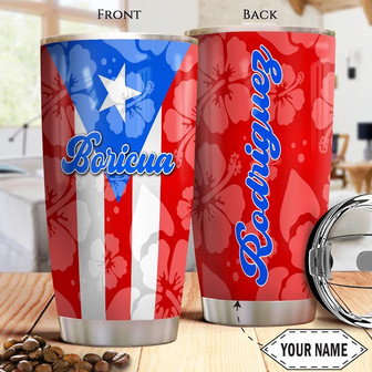 Puerto Rico Boricua Personalized Stainless Steel Tumbler 20Oz - Thegiftio
