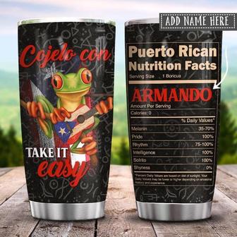 Puerto Rico Take It Easy Nutrition Facts Personalized Stainless Steel Tumbler 20Oz - Thegiftio UK
