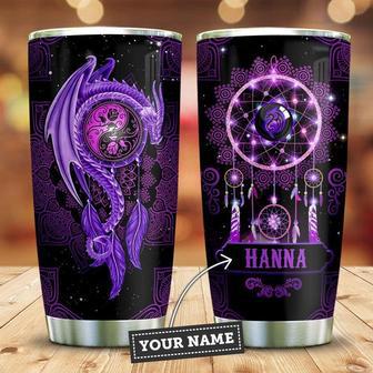 Purple Dragon Dreamcatcher Personalized Stainless Steel Tumbler 20Oz - Thegiftio UK