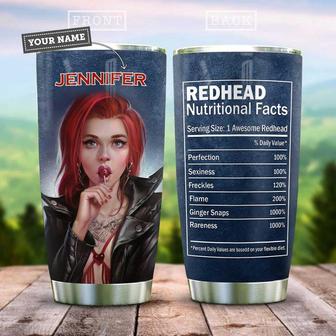Red Head Nutritional Facts Personalized Stainless Steel Tumbler 20Oz - Thegiftio UK
