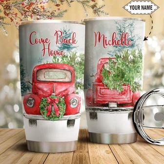 Red Truck Christmas Personalized Stainless Steel Tumbler 20Oz - Thegiftio UK