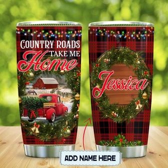 Red Truck Country Roads Personalized Stainless Steel Tumbler 20Oz - Thegiftio UK