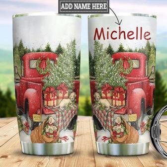 Red Truck Dog Personalized Stainless Steel Tumbler 20Oz - Thegiftio UK