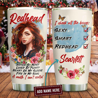 Redhead Check All The Boxes Personalized Stainless Steel Tumbler 20Oz - Thegiftio