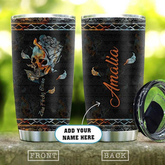 Retro Skull Flower Personalized Stainless Steel Tumbler 20Oz - Thegiftio