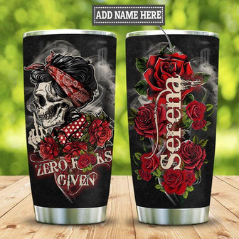 Roses Skull Zero Personalized Stainless Steel Tumbler 20Oz - Thegiftio UK