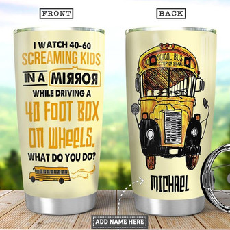 School Bus Personalized Stainless Steel Tumbler 20Oz - Thegiftio UK