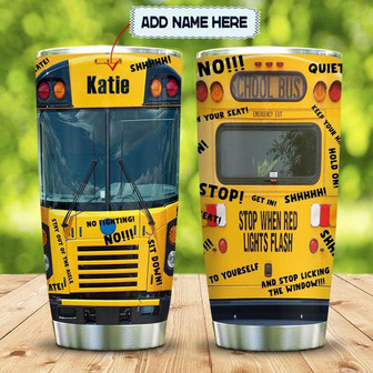 Funny School Bus Personalized Stainless Steel Tumbler 20Oz - Thegiftio