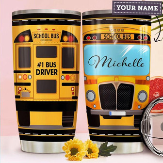 School Bus Personalized Stainless Steel Tumbler 20Oz - Thegiftio UK