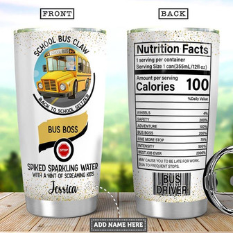 School Bus Personalized Stainless Steel Tumbler 20Oz - Thegiftio UK