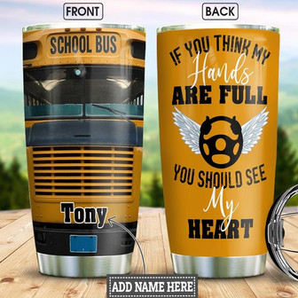 School Bus Personalized Stainless Steel Tumbler 20Oz - Thegiftio UK