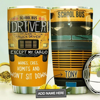 School Bus Personalized Stainless Steel Tumbler 20Oz - Thegiftio UK