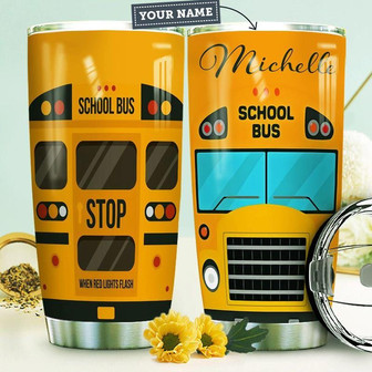 School Bus Personalized Stainless Steel Tumbler 20Oz - Thegiftio UK
