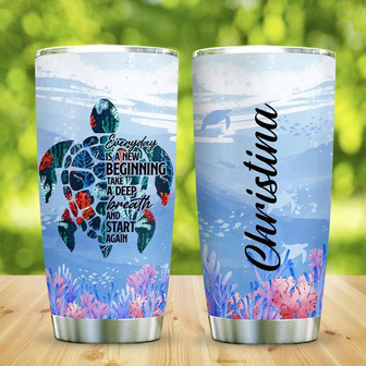 Sea Turtle Beginning Personalized Stainless Steel Tumbler 20Oz - Thegiftio UK