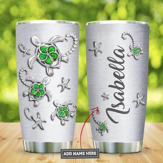 Sea Turtle Flower Jewelry Style Personalized Stainless Steel Tumbler 20Oz - Thegiftio UK