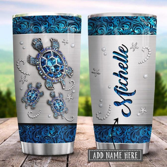 Sea Turtle Jewelry Metal Style Personalized Stainless Steel Tumbler 20Oz - Thegiftio UK
