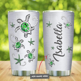 Sea Turtle Jewelry Style Green Personalized Stainless Steel Tumbler 20Oz - Thegiftio UK