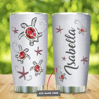 Sea Turtle Jewelry Style Red Personalized Stainless Steel Tumbler 20Oz - Thegiftio UK