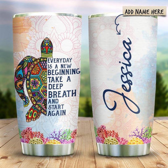 Sea Turtle Mandala Personalized Stainless Steel Tumbler 20Oz - Thegiftio UK