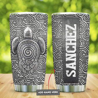 Sea Turtle Maori Metal Style Personalized Stainless Steel Tumbler 20Oz - Thegiftio UK