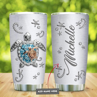 Sea Turtle Motherhood Jewelry Style Blue Personalized Stainless Steel Tumbler 20Oz - Thegiftio UK