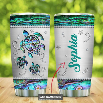 Sea Turtle Paua Shell Personalized Stainless Steel Tumbler 20Oz - Thegiftio UK