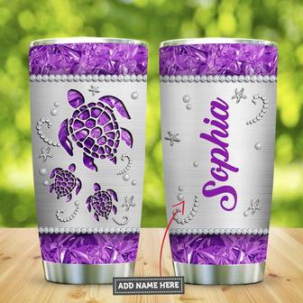 Sea Turtle Purple Personalized Stainless Steel Tumbler 20Oz - Thegiftio UK