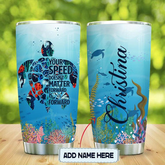 Sea Turtle Sea Quote Personalized Stainless Steel Tumbler 20Oz - Thegiftio UK