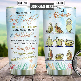 Sea Turtle Yoga Personalized Stainless Steel Tumbler 20Oz - Thegiftio UK