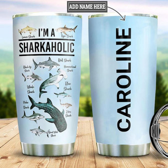 Sharkaholic Personalized Stainless Steel Tumbler 20Oz - Thegiftio UK