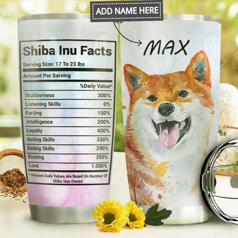 Shiba Inu Facts Personalized Stainless Steel Tumbler 20Oz - Thegiftio UK