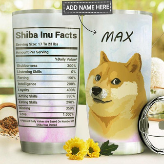Shiba Inu Facts Personalized Stainless Steel Tumbler 20Oz - Thegiftio UK