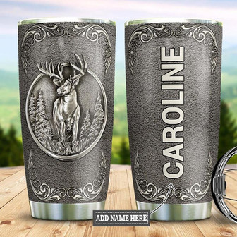Silver Style Deer Personalized Stainless Steel Tumbler 20Oz - Thegiftio