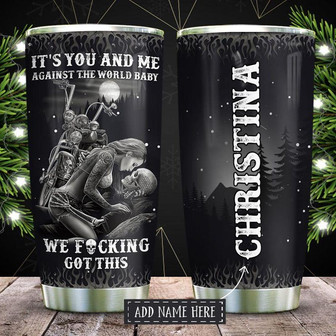 Skull Against The World Personalized Stainless Steel Tumbler 20Oz - Thegiftio UK