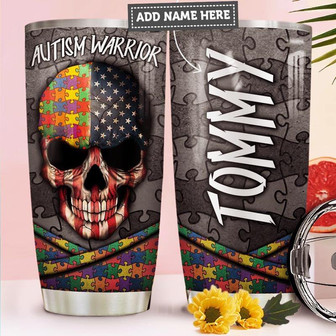 Skull Autism Personalized Stainless Steel Tumbler 20Oz - Thegiftio