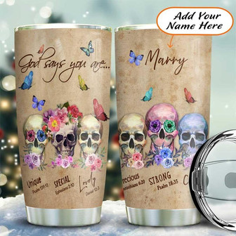Skull Bible Personalized Stainless Steel Tumbler 20Oz - Thegiftio UK
