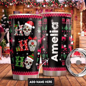 Skull Christmas Personalized Stainless Steel Tumbler 20Oz - Thegiftio UK
