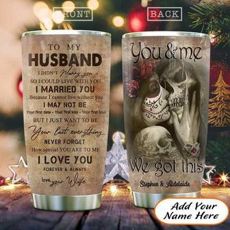 Skull Couple Husband Personalized Stainless Steel Tumbler 20Oz - Thegiftio UK