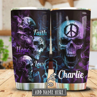 Skull Faith Personalized Stainless Steel Tumbler 20Oz - Thegiftio UK